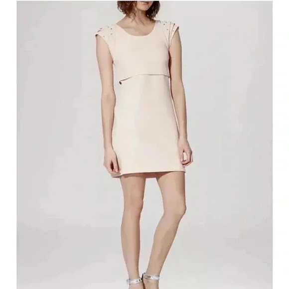 Maje pink blush diamante Rosita shift dress - Picture 1 of 11